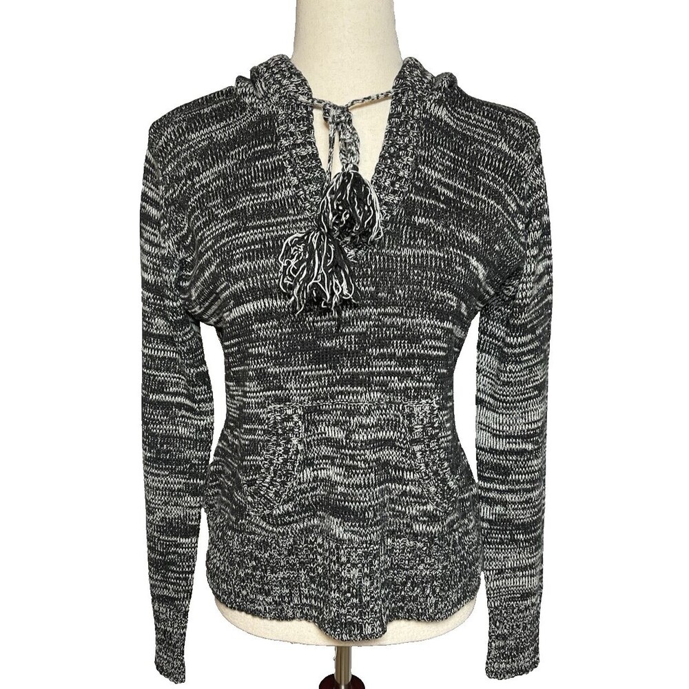 Ocean Pacific OP knitted black hoodie juniors sz 15/17 beach ocean boho indie